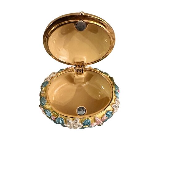 Joan Rivers Floral Pink Enamel Trinket Box Rhinestones Gold-Tone Victorian Style - Picture 3 of 10